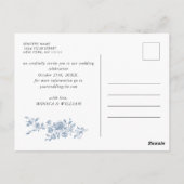 Elegant Blauw Frans Toile Bruiloft Save the Date Briefkaart (Achterkant)