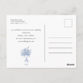 Elegant Blauw Frans Toile Bruiloft Save the Date Briefkaart (Achterkant)