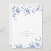 Elegant Blauw Frans Toile Tuin repetitie diner Kaart (Achterkant)