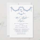 Elegant Blauw Frans Toile Tuin repetitie diner Kaart (Voorkant)