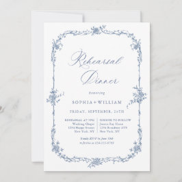 Elegant Blauw Frans Toile Tuin repetitie diner Kaart