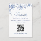 Elegant Blauw Frans Tuin Bloemen Bruiloft Details Informatiekaartje (Voorkant)