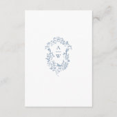 Elegant Blauw Frans Tuin Bloemen Bruiloft Details Informatiekaartje (Achterkant)