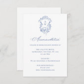 Elegant Blauw Frans Tuin Bloemen Bruiloft Details Informatiekaartje (Voorkant / Achterkant)