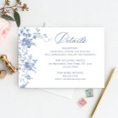 Elegant Blauw Frans Tuin Bloemen Bruiloft Details Informatiekaartje