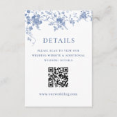 Elegant Blauw Frans Tuin Bloemen Bruiloft Details Informatiekaartje (Voorkant)