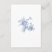 Elegant Blauw Frans Tuin Bloemen Bruiloft Details Informatiekaartje (Achterkant)