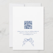 Elegant Blauw Frans Tuin Bloemen Bruiloft QR code Save The Date (Achterkant)