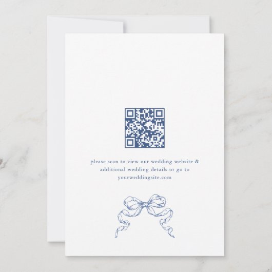 Elegant Blauw Frans Tuin Bloemen Bruiloft QR code Save The Date (Achterkant)