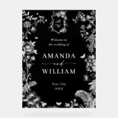 Elegant Blauw Frans Tuin Bloemen Bruiloft Welkom Acryl Bord (Voorkant)