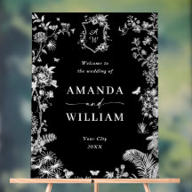 Elegant Blauw Frans Tuin Bloemen Bruiloft Welkom