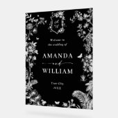 Elegant Blauw Frans Tuin Bloemen Bruiloft Welkom Acryl Bord (Hoek)