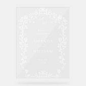 Elegant Blauw Frans Tuin Bloemen Bruiloft Welkom Acryl Bord (Voorkant)