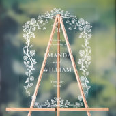 Elegant Blauw Frans Tuin Bloemen Bruiloft Welkom Acryl Bord (Neutraal)