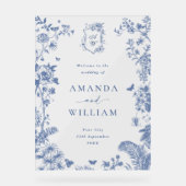 Elegant Blauw Frans Tuin Bloemen Bruiloft Welkom Acryl Bord (Voorkant)