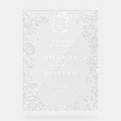 Elegant Blauw Frans Tuin Bloemen Bruiloft Welkom Acryl Bord (Voorkant)