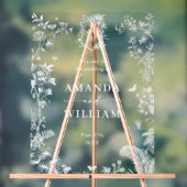 Elegant Blauw Frans Tuin Bloemen Bruiloft Welkom Acryl Bord (Neutraal)