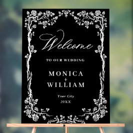 Elegant Blauw Frans Tuin Bloemen Bruiloft Welkom Acryl Bord