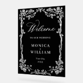 Elegant Blauw Frans Tuin Bloemen Bruiloft Welkom Acryl Bord (Hoek)