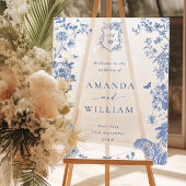 Elegant Blauw Frans Tuin Bloemen Bruiloft Welkom Acryl Bord