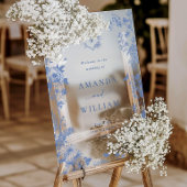 Elegant Blauw Frans Tuin Bloemen Bruiloft Welkom Acryl Bord