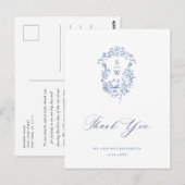 Elegant Blauw Frans Tuin Bloemen Dank u Briefkaart (Voorkant / Achterkant)