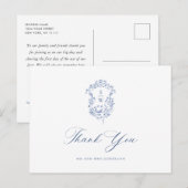 Elegant Blauw Frans Tuin Bloemen Dank u Briefkaart (Voorkant / Achterkant)