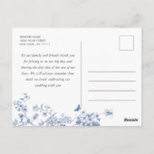 Elegant Blauw Frans Tuin Bloemen Dank u Briefkaart (Achterkant)