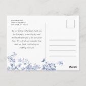 Elegant Blauw Frans Tuin Bloemen Dank u Briefkaart (Achterkant)