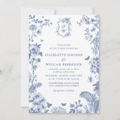 Elegant Blauw Frans Tuin Bruiloft Alles in Een Kaart (Voorkant)