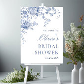 Elegant Blauw Frans Tuin WELKOM Vrijgezellenfeest Poster