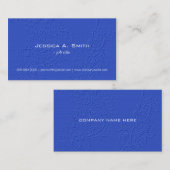 Elegant blauw geborduurd floraalweefsel textuur visitekaartje (Voorkant / Achterkant)