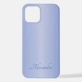 Elegant Blauw Geborsteld Metaal Naam iPhone Hoesje (Achterkant)