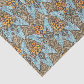 Elegant  Blauw Geel Art Nouveau Bloemen Tissuepapier (Detail)