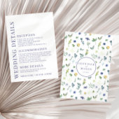 Elegant blauw geel bloem bruiloft details kaarten