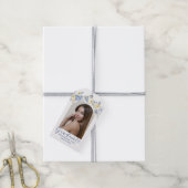 Elegant Blauw Geel Bloemen Foto Afstudeerfeest Cadeaulabel (Met Touw)