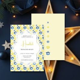 Elegant Blauw Geel Sterren van David Waterverf Kaart