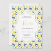 Elegant Blauw Geel Sterren van David Waterverf Kaart (Voorkant)