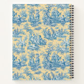 Elegant blauw geel toile de jouy notitieboek (Achterkant)