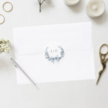 Elegant Blauw Gegraveerd Bloemkrans w/Monogram