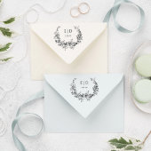 Elegant Blauw Gegraveerd Bloemkrans w/Monogram Rubberstempel