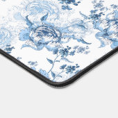 Elegant blauw gegraveerd bloemnaam/monogram bureaumat (Hoek)