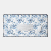 Elegant blauw gegraveerd bloemnaam/monogram bureaumat (Keyboard & Muis)
