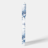 Elegant blauw gegraveerd bloemnaam/monogram Case-Mate iPhone case (Achterkant / Rechts)