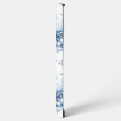 Elegant blauw gegraveerd bloemnaam/monogram samsung galaxy hoesje (Linkerkant)