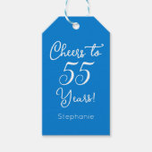 Elegant blauw gejuich voor 55 jaar 55ste verjaarda cadeaulabel (Voorkant)