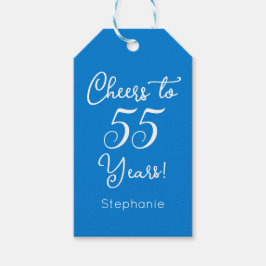 Elegant blauw gejuich voor 55 jaar 55ste verjaarda cadeaulabel