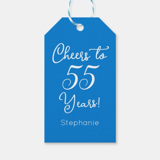 Elegant blauw gejuich voor 55 jaar 55ste verjaarda cadeaulabel (Voorkant)