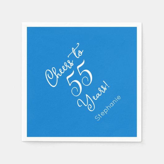 Elegant blauw gejuich voor 55 jaar 55ste verjaarda servet (Voorkant)