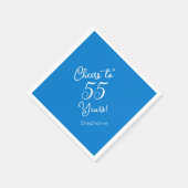 Elegant blauw gejuich voor 55 jaar 55ste verjaarda servet (Hoek)